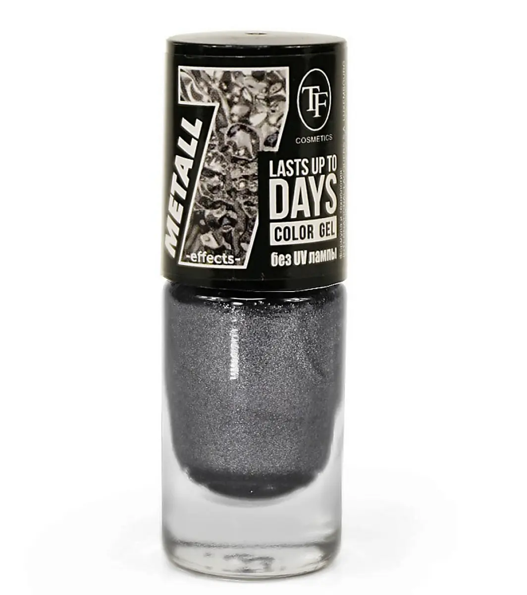 TF Лак для ногтей COLOR GEL METALL тон 346 Чистое серебро 8 мл TF COSMETICS гелевая текстура без UV лампы глянцевый стойкий 7 дней