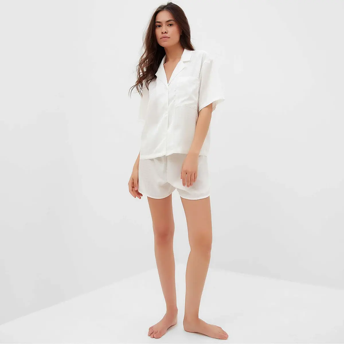 Пижама женская шёлковая белая KAFTAN