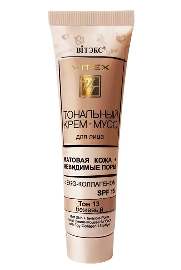 Тональный крем-мусс Витекс матовый SPF15 бежевый 30 мл