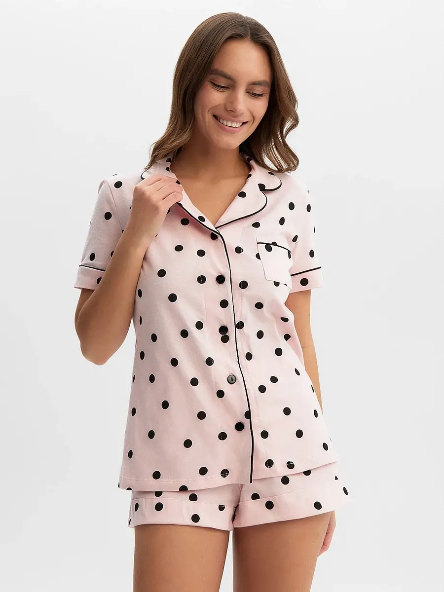 Пижама KAFTAN с принтом в горох розовая