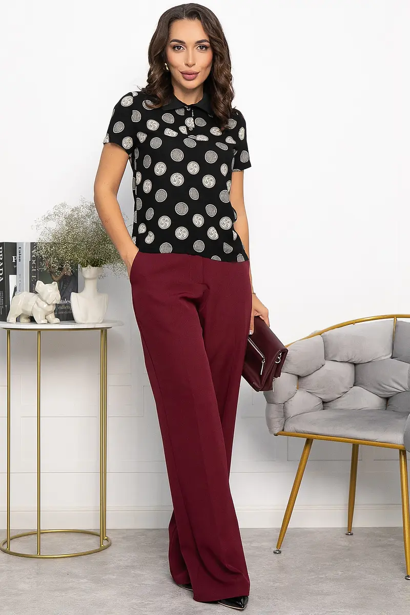Женское поло хлопковое чёрное LT COLLECTION
