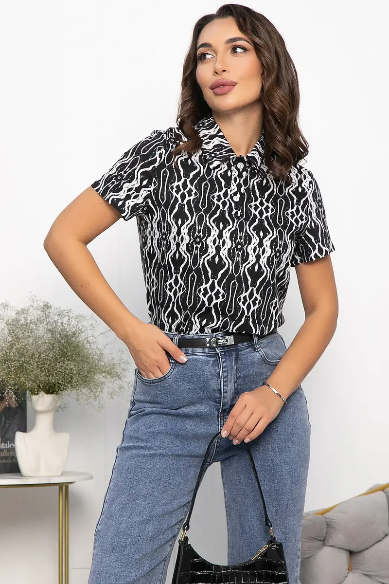 Поло женское хлопковое чёрное LT COLLECTION