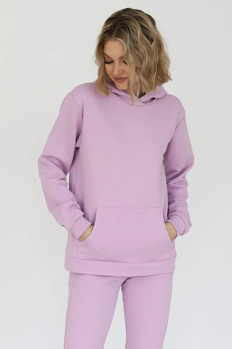 Худи LookLikeCat спортивное с капюшоном сиреневое