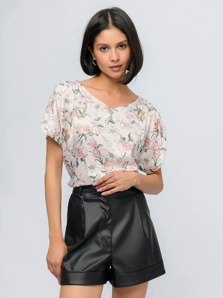 Блуза 1001 DRESS с цветочным принтом прямая летняя