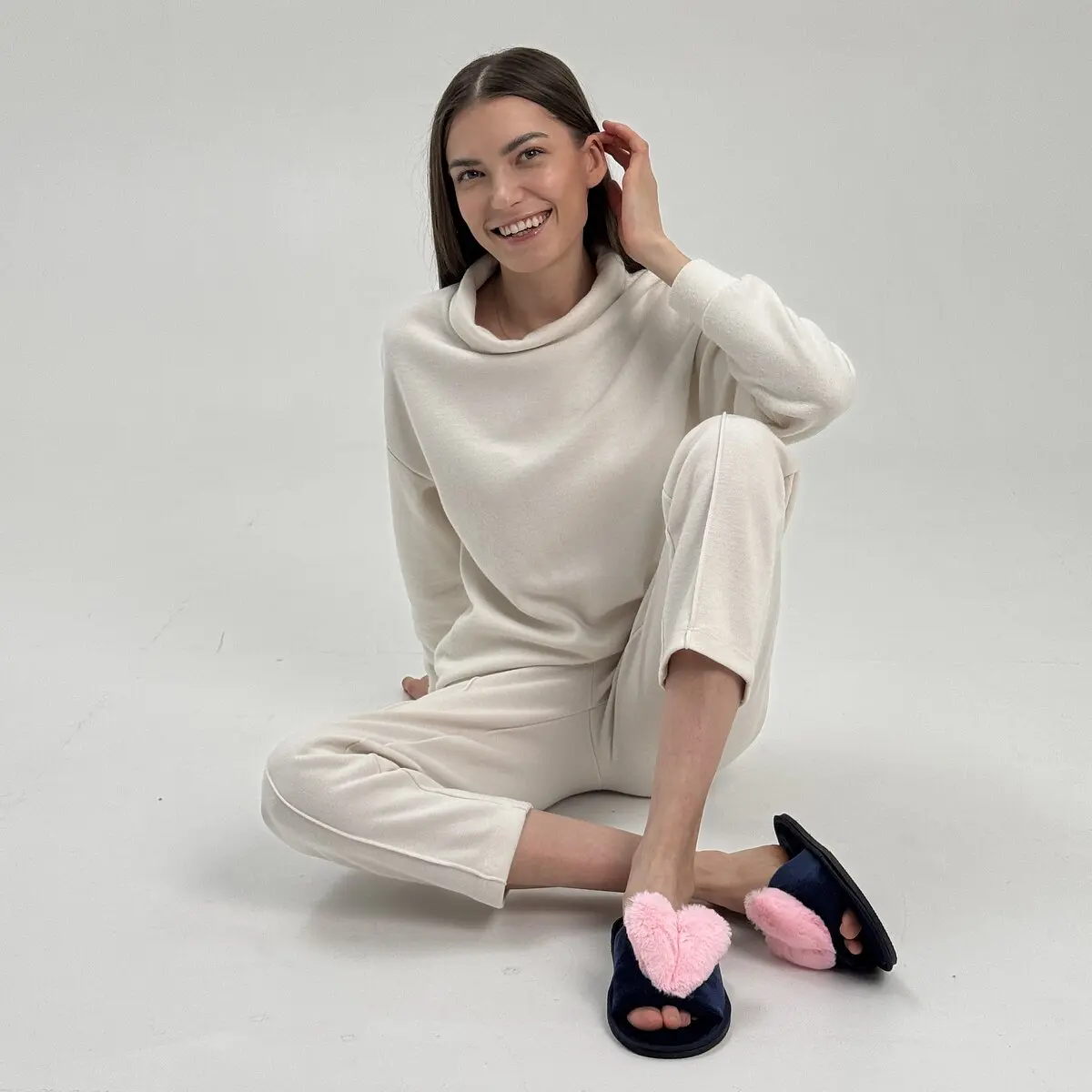 Тапочки TapModa велсофт с меховой опушкой розовые