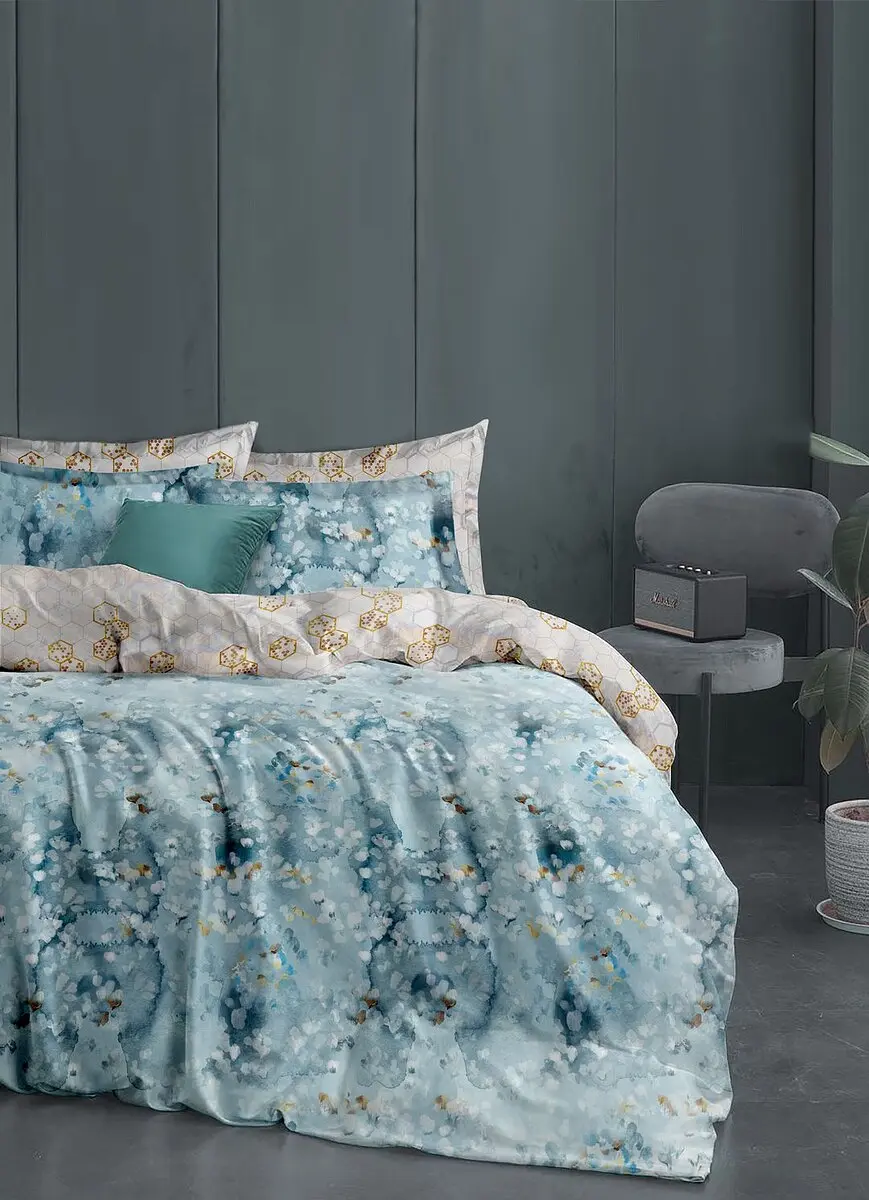 Постельное бельё Mona Liza Neoclassic Aqua сатиновое 1,5-спальное голубое сатиновое 1,5-спальное для спальни голубое