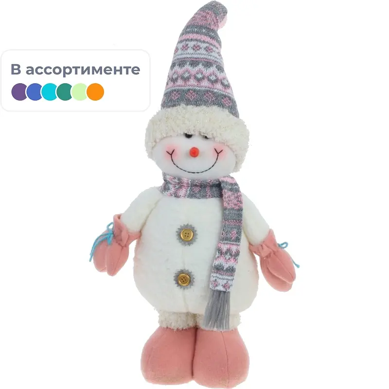 Мягкая игрушка Снеговик 56 см новогодняя Noname снеговик с шарфом и колпачком высота 56/47 см