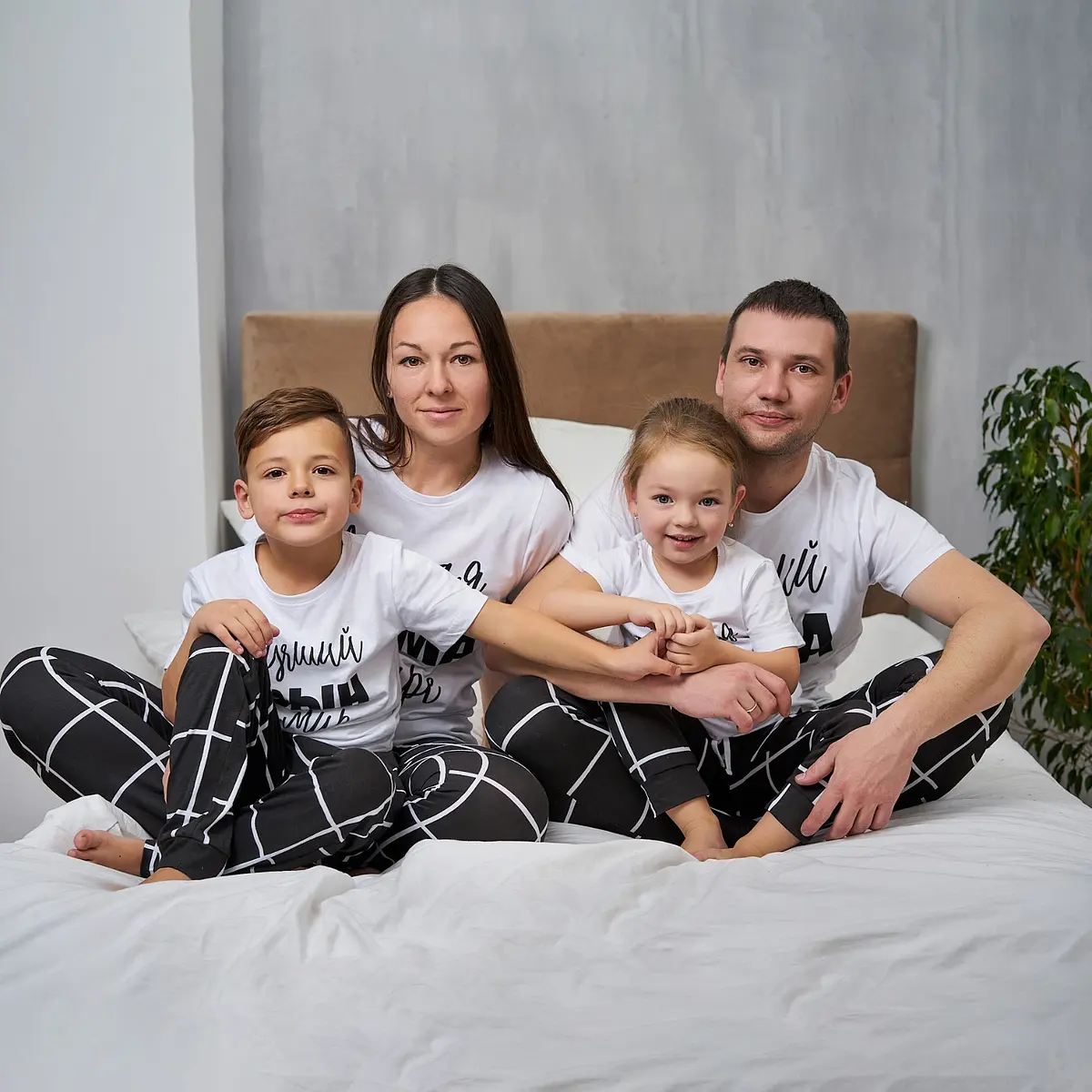 Женская пижама KAFTAN хлопковая белая с принтом