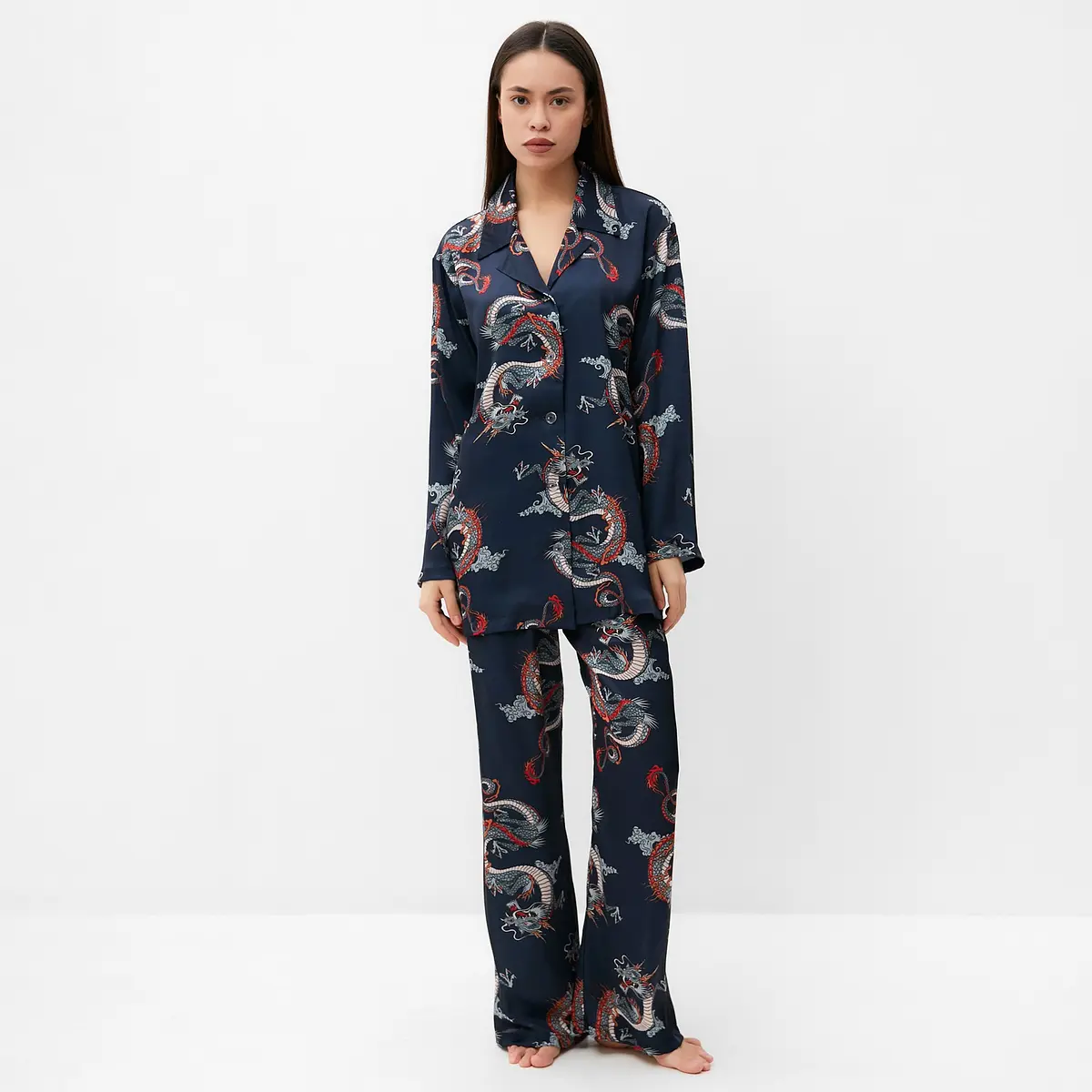 Пижама женская KAFTAN с новогодним принтом синяя