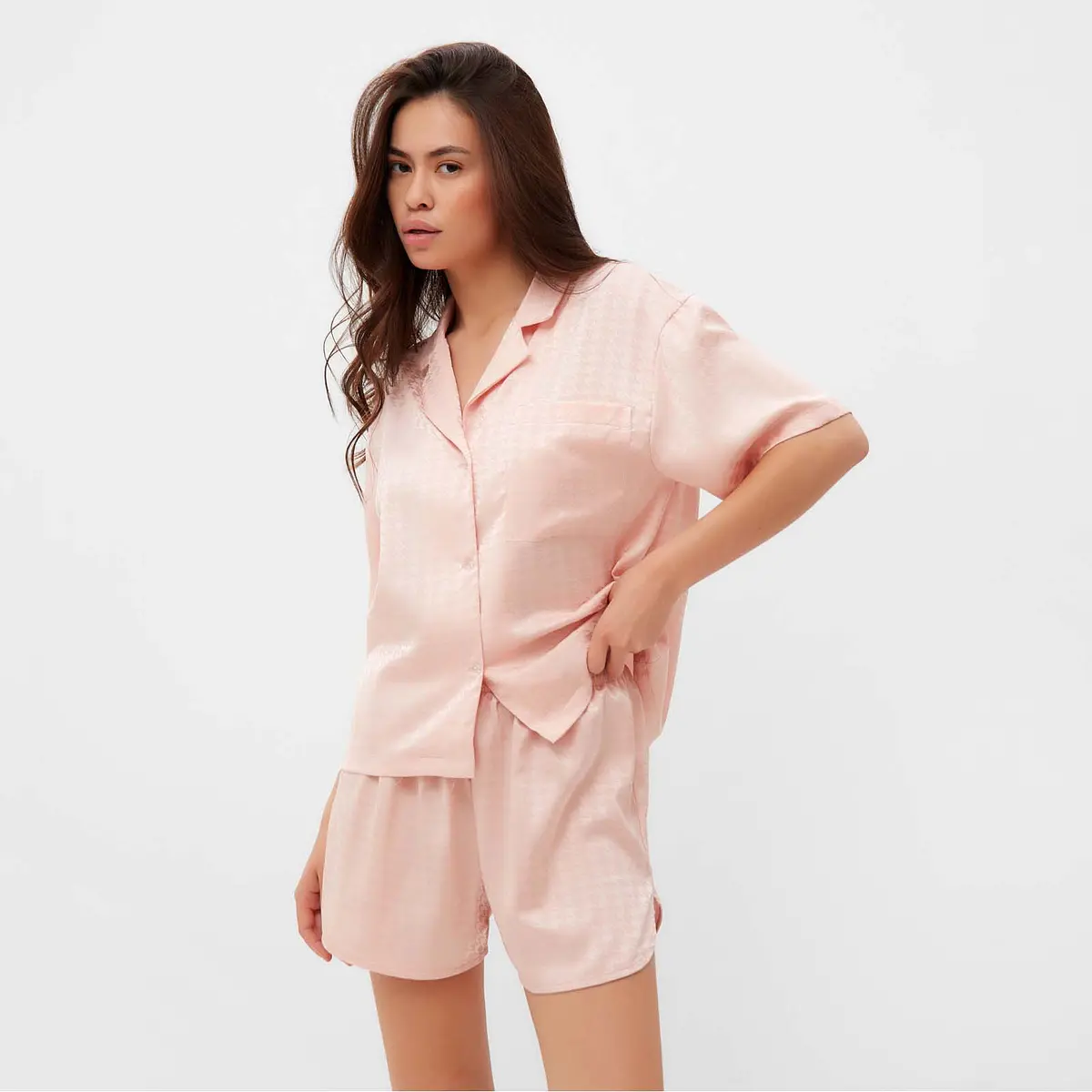Пижама KAFTAN шёлковая с принтом розовая