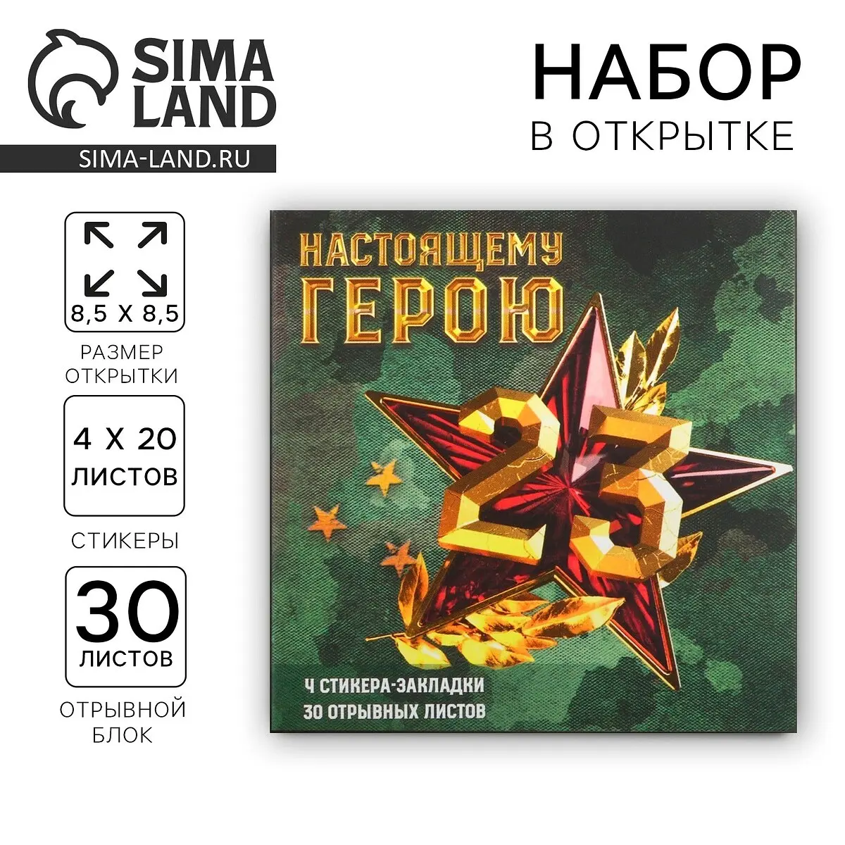 Подарочный набор ArtFox с открыткой и блокнотом зелёный с открыткой 23 февраля зелёный