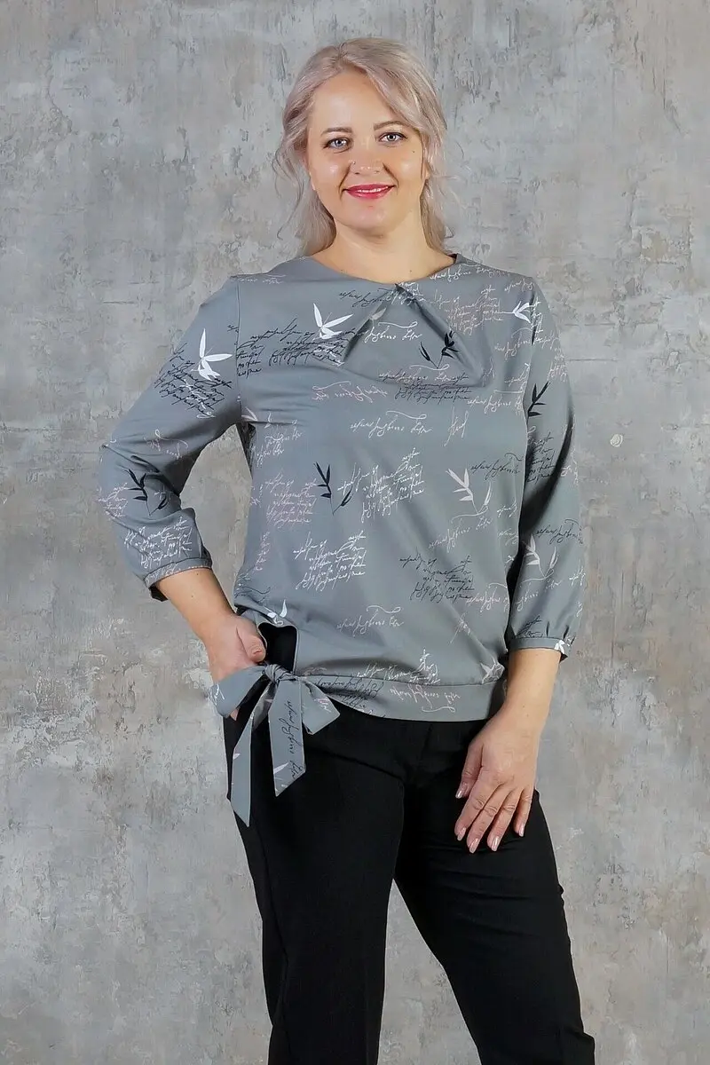 Блуза Malina с манжетами и завязками хаки
