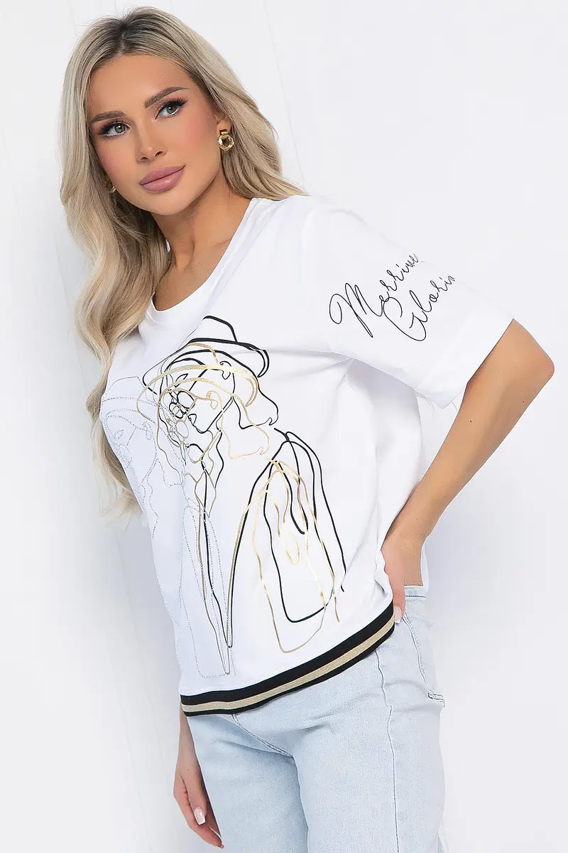 Блуза LT Collection хлопковая с принтом белая
