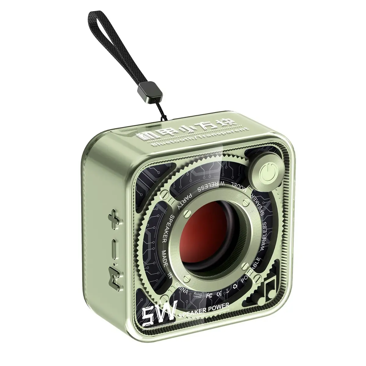 Портативная колонка DW12 5 Вт прозрачная зеленая GroupPrice