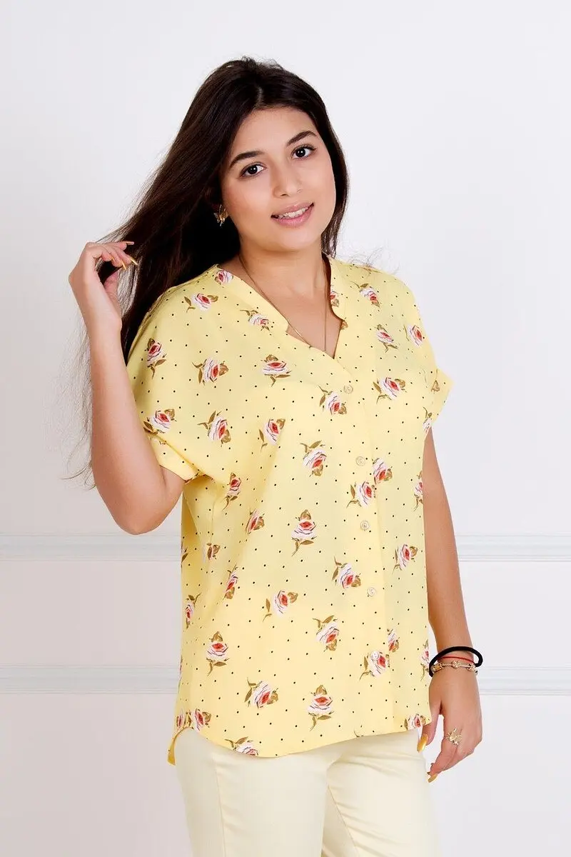 Блуза Lika Dress рубашечная шифоновая жёлтая