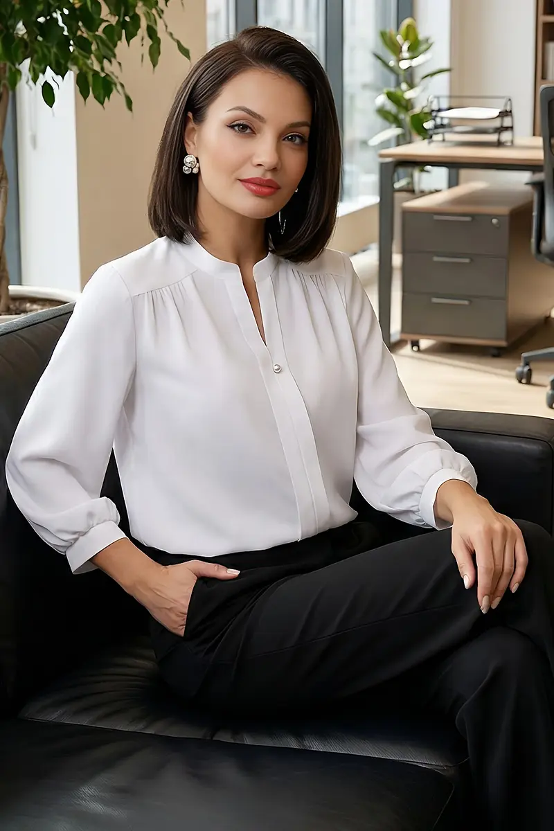 Блуза свободного силуэта белая SelenaSonata