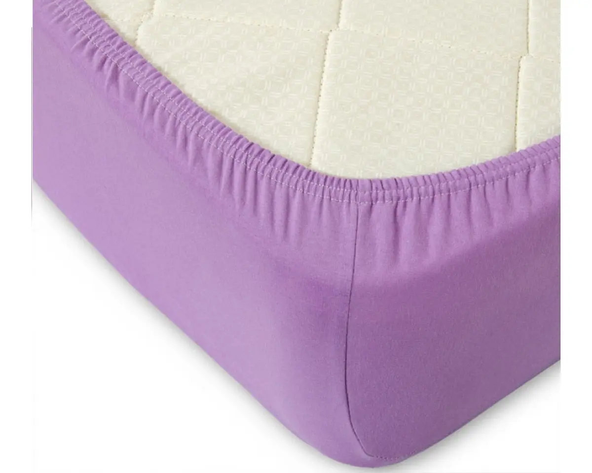 Простыня Viola трикотажная 90×200×20 см фиолетовая трикотажная 90×200×20 см на резинке фиолетовая