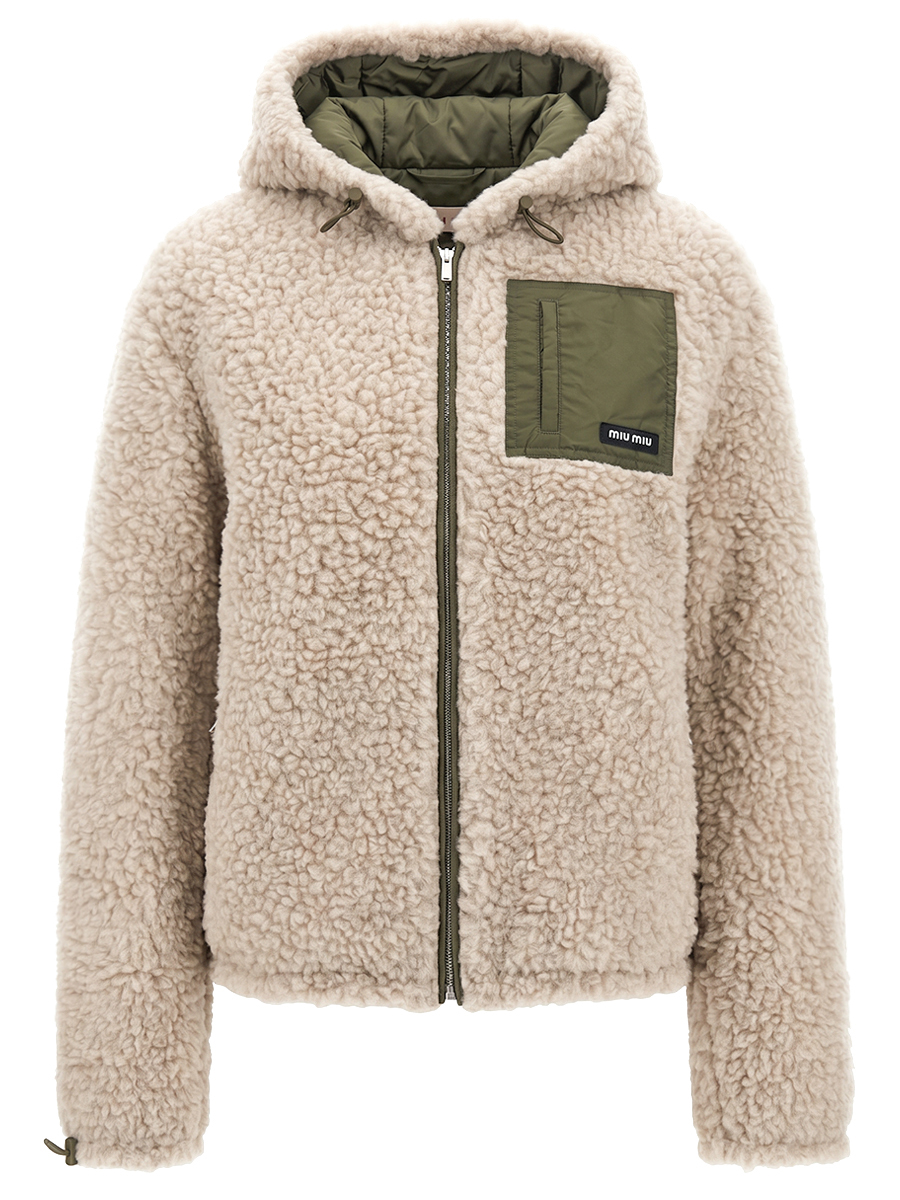 Пуховик из экомеха MIU MIU ML1376 18S9 F03QQ