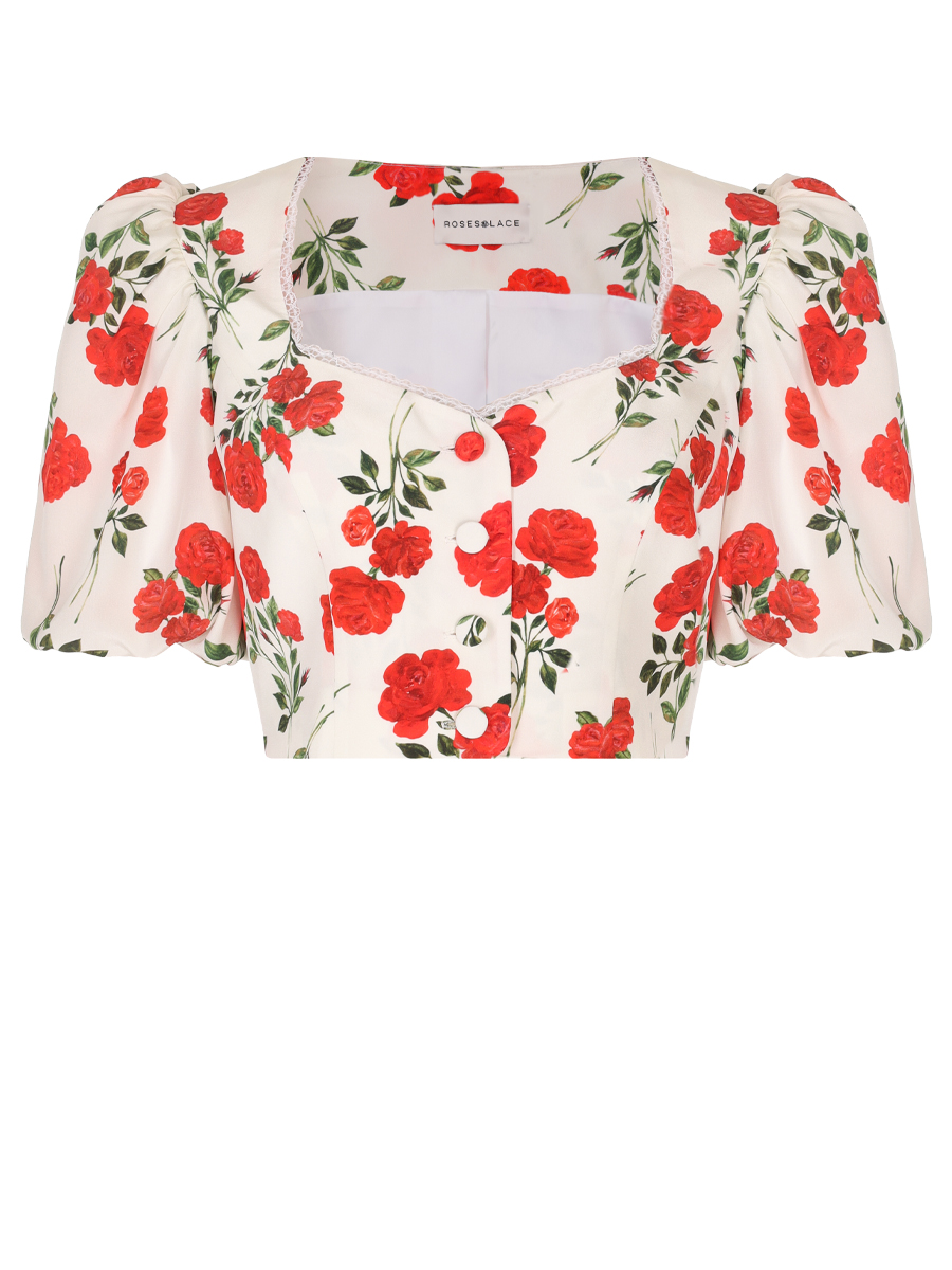 Блуза шелковая ROSES AND LACE R24SS_T025CD23_P09М/01 Молочный