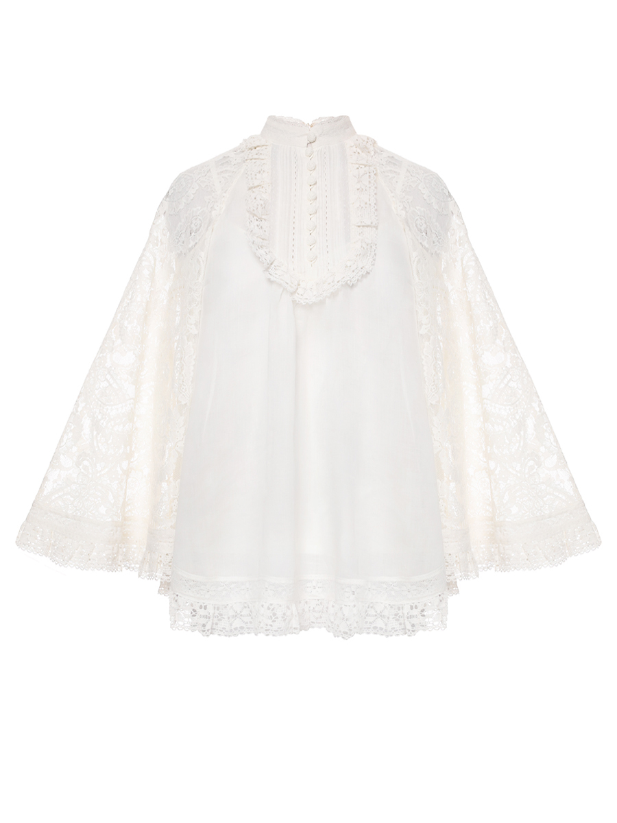 Блуза с кружевом ZIMMERMANN 3421TSS253/Cream