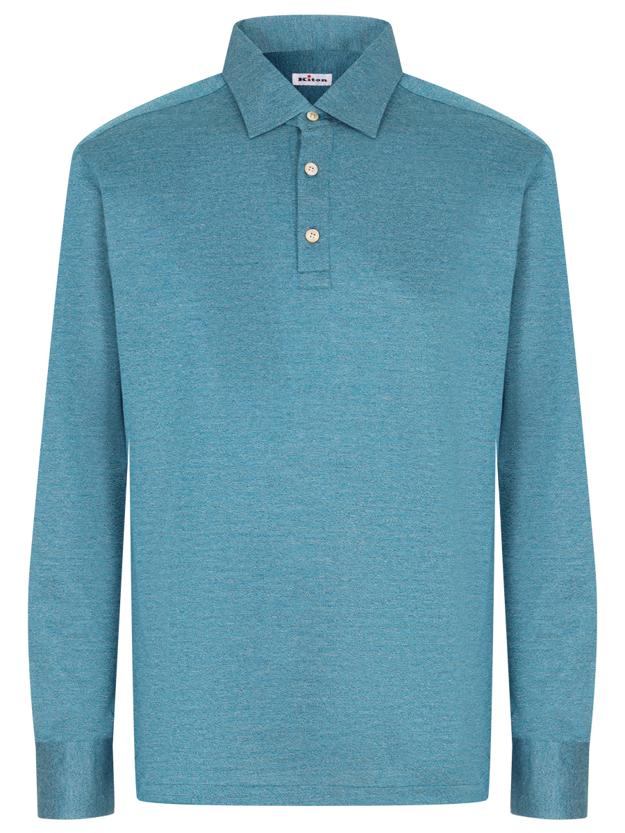Поло хлопковое KITON UMCPOSH0613801006 Бирюзовый