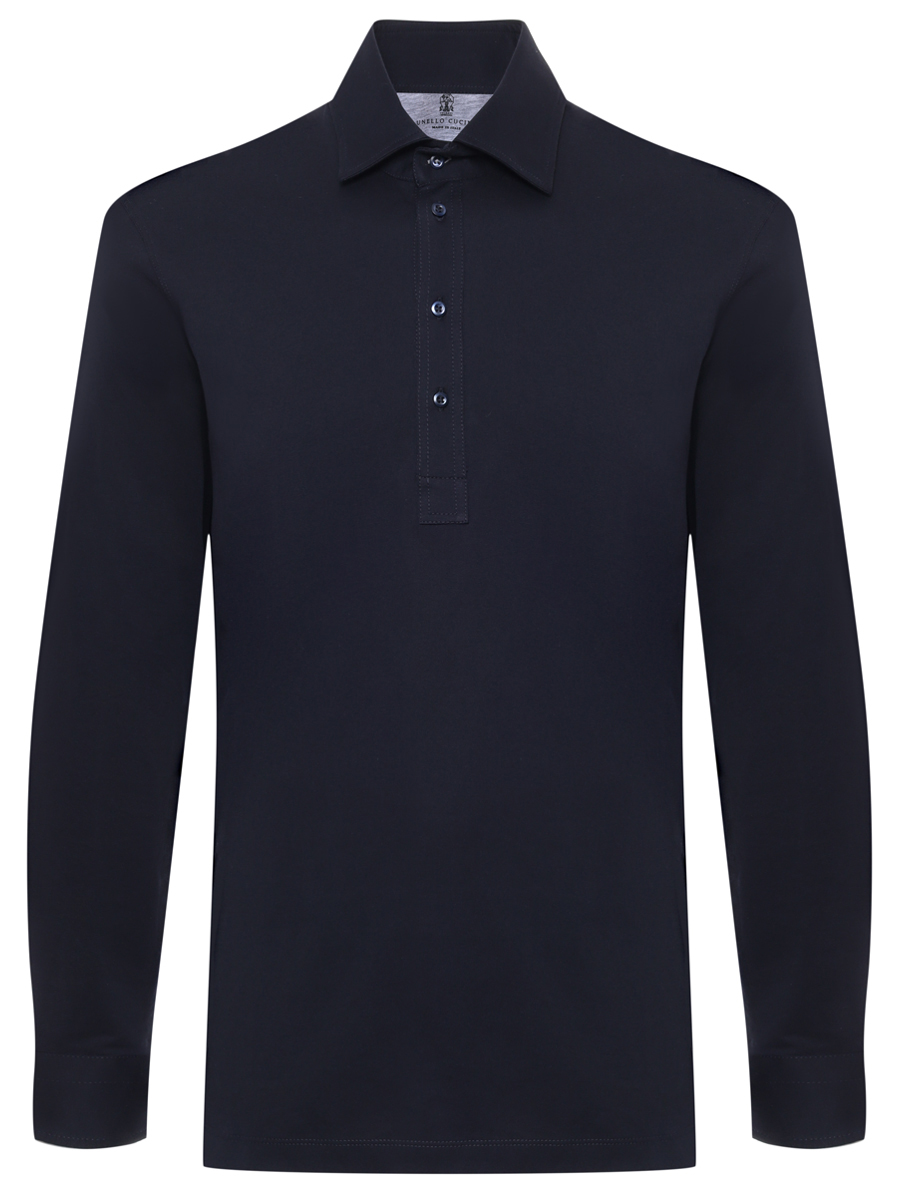 Поло хлопковое BRUNELLO CUCINELLI M0B133914 C4425 Темно