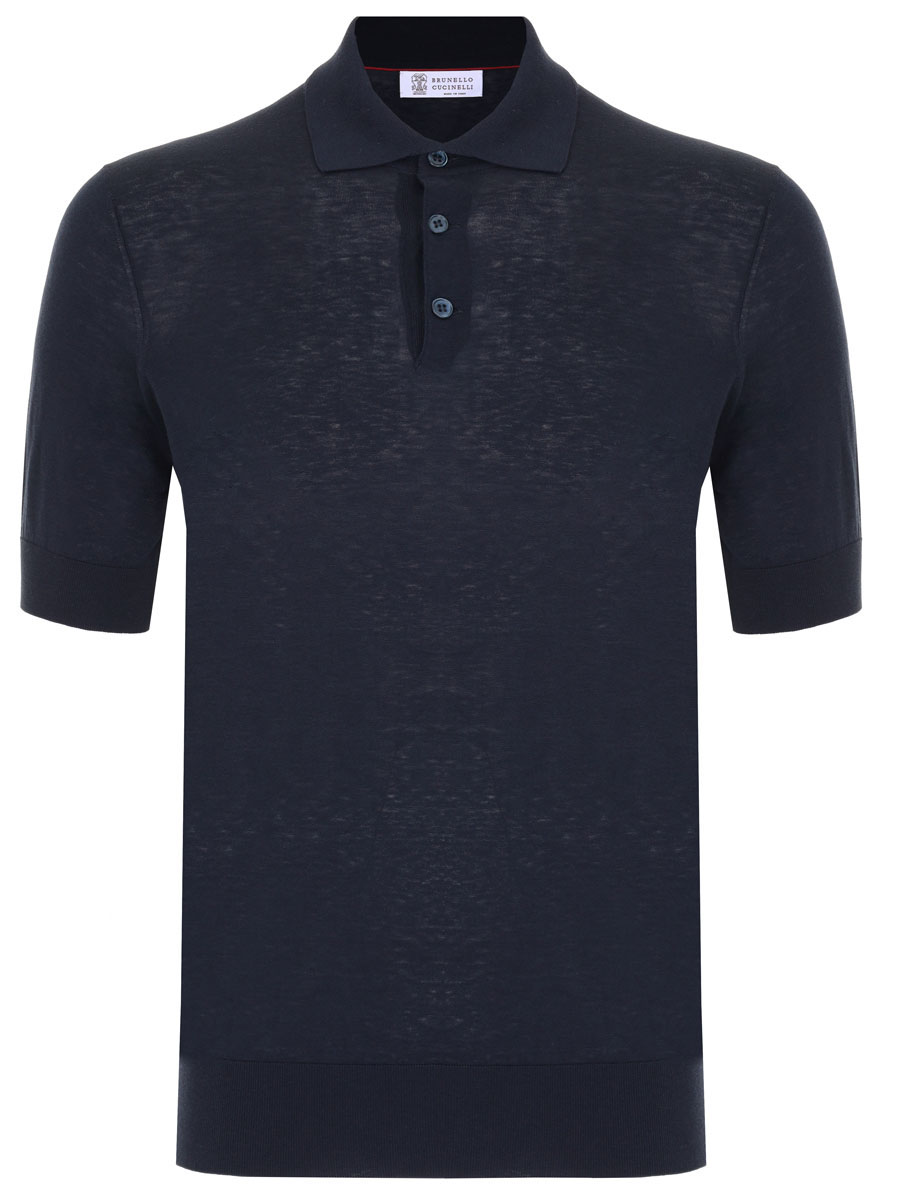 Поло хлопковое BRUNELLO CUCINELLI MSE80B2244 C2425 Темно-