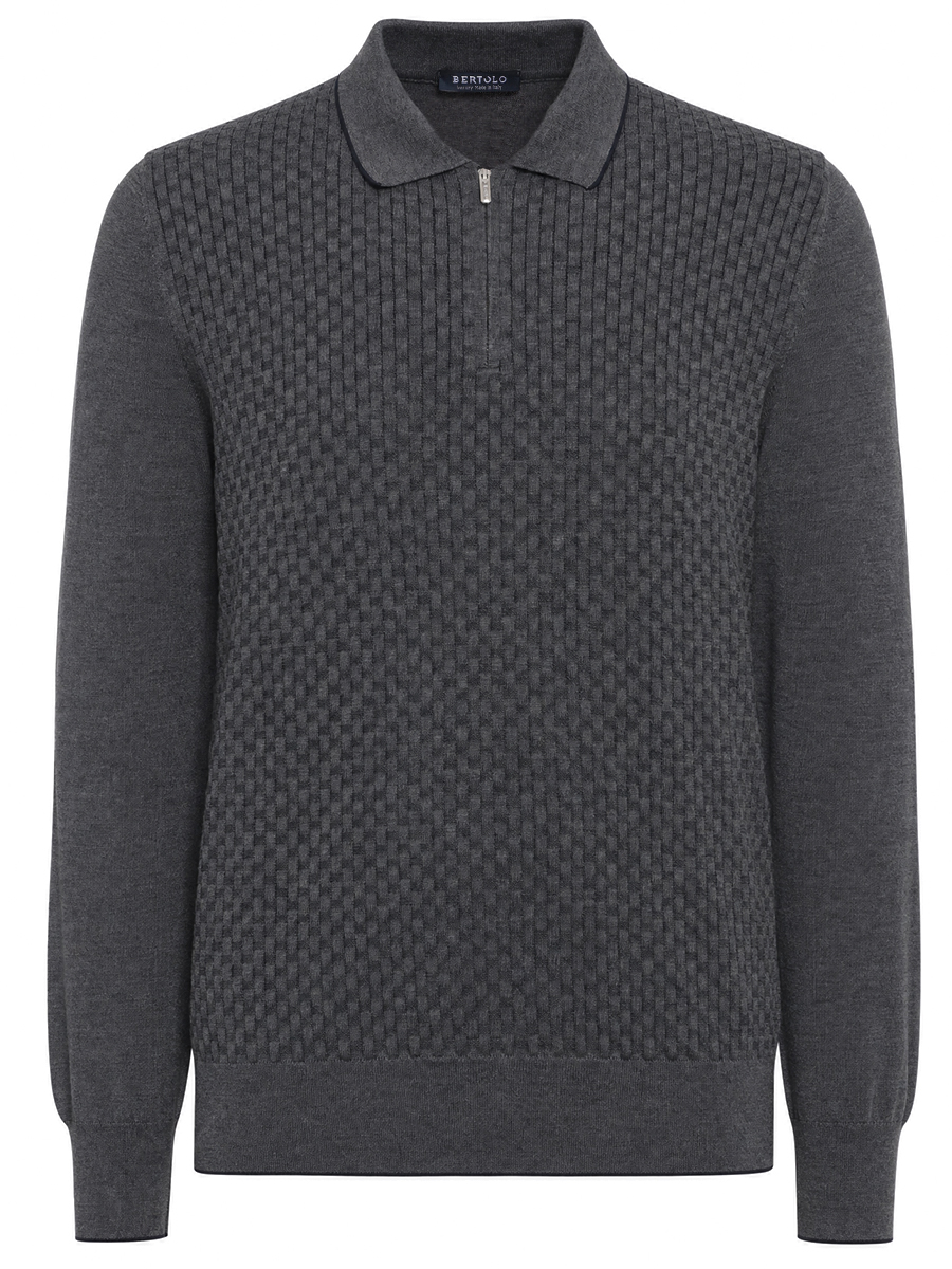 Поло из шерсти и шелка BERTOLO LUXURY MENSWEAR 902227/2282 445