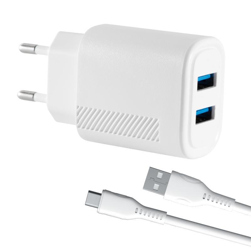 Зарядное устройство Barn&Hollis B&H NT-5, 2 USB A + кабель Type-C, белый