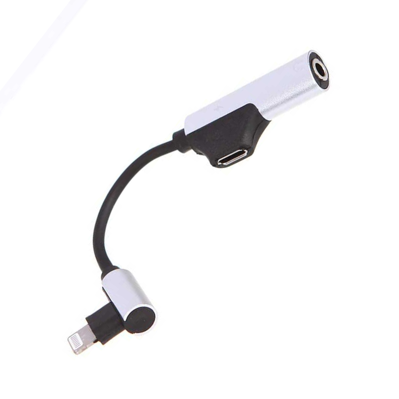 Адаптер-переходник Barn&Hollis Lightning – AUX (Jack 3.5 mm) + зарядка (серый)