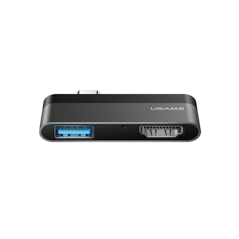 Адаптер-переходник Usams SJ462 Type-C - HUB (USB+HDMI) (серый)