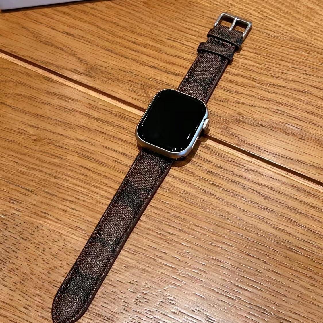 Ремешок из натуральной кожи для часов Apple Watch 9/8/7/6/5/4/3/2/1/se/ultra - ретро кожаный ремешок для часов iWatch 49 мм/45 мм/44 мм/42 мм/41 мм/40 мм/38 мм 38MM коричневый Foucsontop