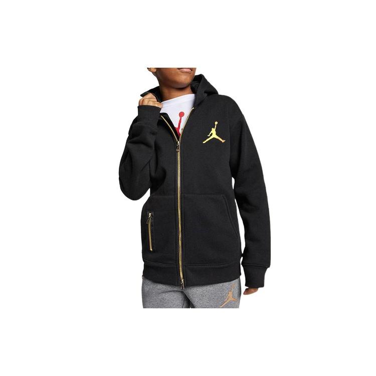 (GS) Air Jordan Jumpman Full-Zip Fleece Jacket  Black Gold  Kids  HA5386-023 S black