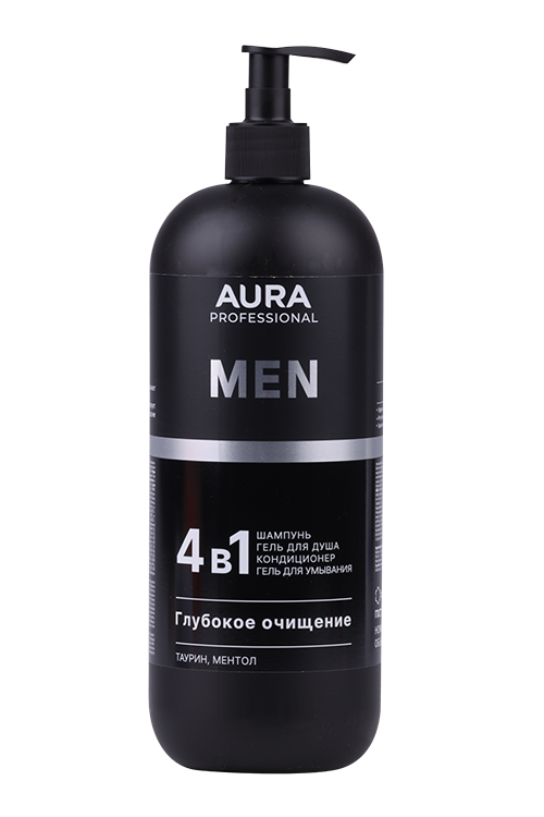 Шампунь AURA Professional Men 4 в1 глубокое очищение, 1 л Коттон Клаб ООО