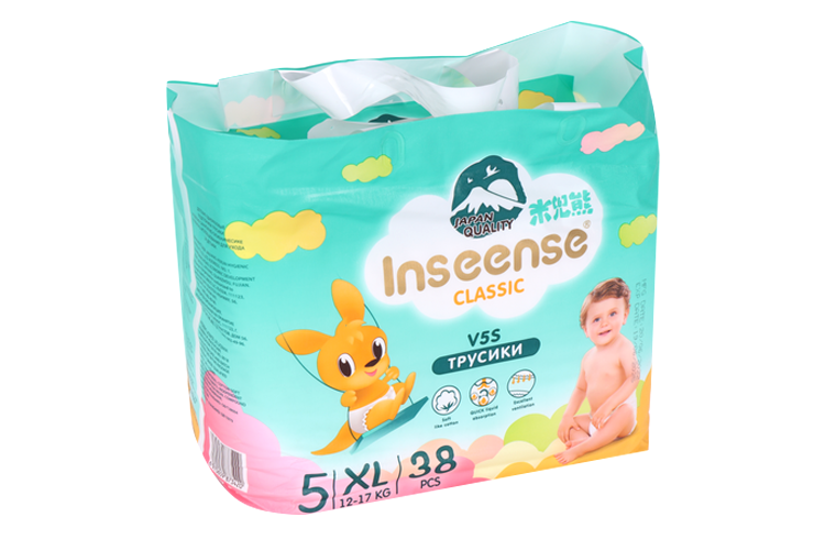 Трусики-подгузники Inseense Classic V5S XL (12-17 кг), 38 шт, изумруд Жинжианг Херун Хайджиеник Продактс Ко Лтд