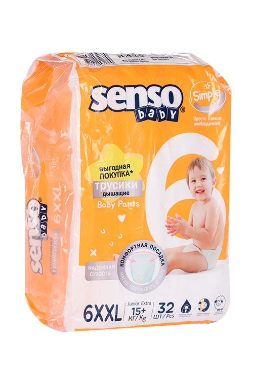 Подгузники-трусики Senso Baby Simple junior extra детские XXL (15+ кг), 32 шт БелЭмса ООО