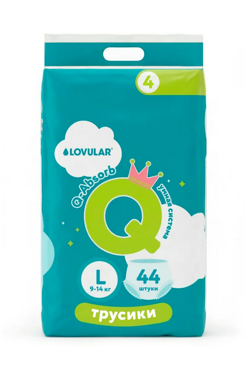 Трусики-подгузники Lovular Q L (9-14кг), 44 шт Аптеки Плюс