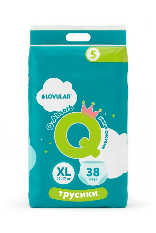 Трусики-подгузники Lovular Q XL (12-17 кг), 38 шт Аптеки Плюс