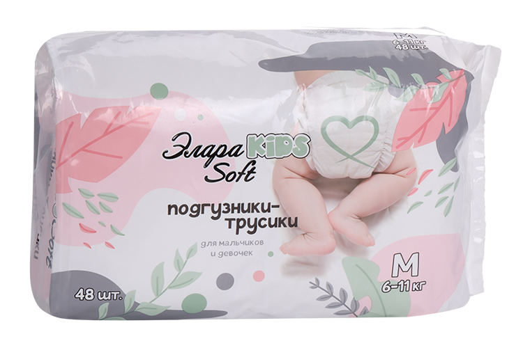 Подгузники-трусики Элара KIDS Soft р M (6-11 кг), 48 шт Элара/Диона ООО
