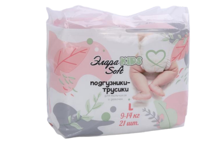Подгузники-трусики Элара KIDS Soft L (9-14кг), 21 шт, (83321) Диона ООО