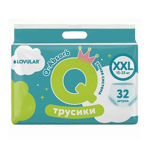 Трусики-подгузники Lovular Q XXL (15-25 кг), 32 шт LOVULAR LIMITED