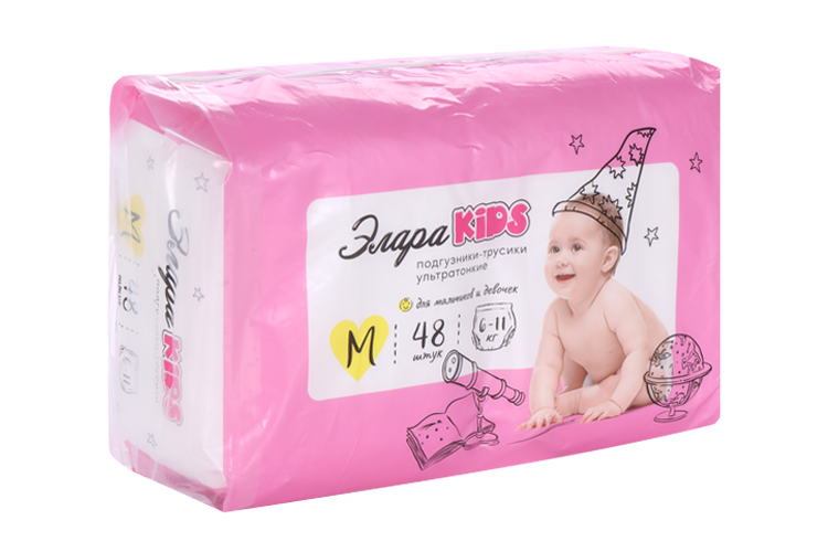 Подгузники-трусики ультратонкие Элара Kids дет р M (6-11 кг), 48 шт, (88248) Диона ООО