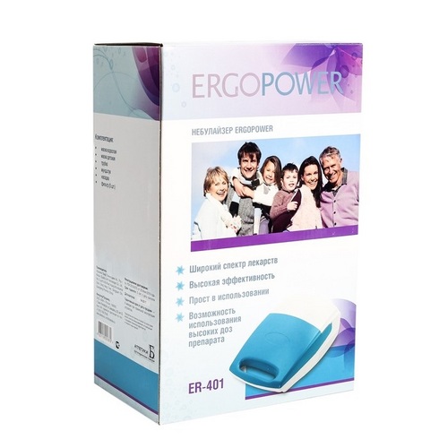 Небулайзер ERGOPOWER голубой ER-401 274х167х106, 6 шт Куолити Лайф Текнолоджис