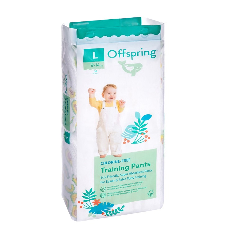 Трусики-подгузники Offspring L (9-14кг), 36 шт, Авокадо Фуджиян Блю Грейт Санитари Артиклс Ко Лтд