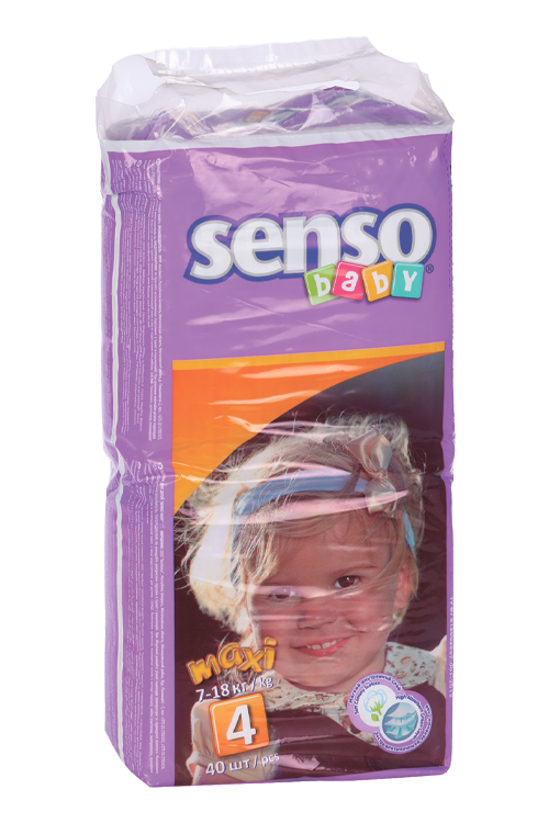 Подгузники Senso baby Maxi крем-бальз (7-18кг), 40 шт БелЭмса ООО