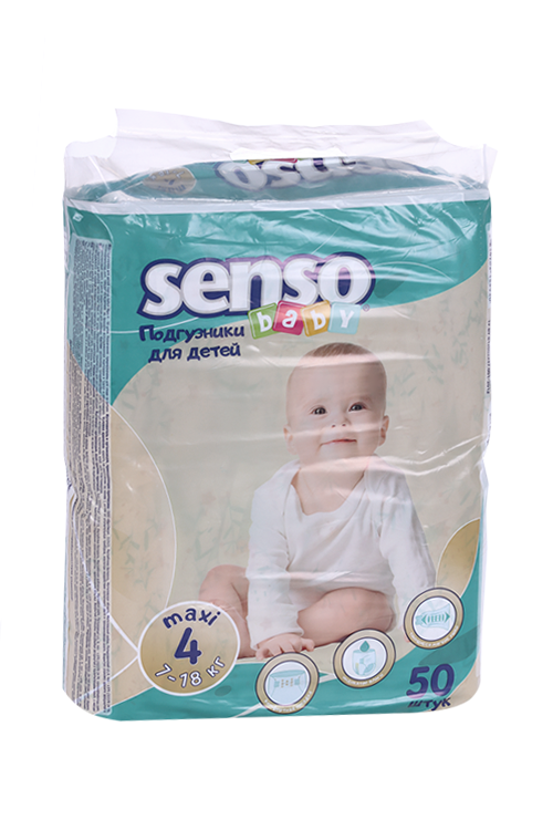 Подгузники Senso baby Maxi (7-18кг), 50 шт БелЭмса ООО