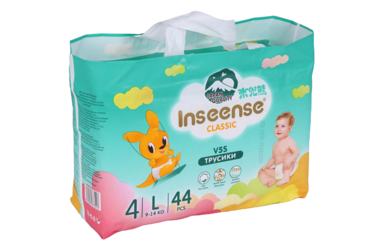 Трусики-подгузники Inseense Classic V5S L (9-14кг), 44 шт, изумруд Жинжианг Херун Хайджиеник Продактс Ко Лтд
