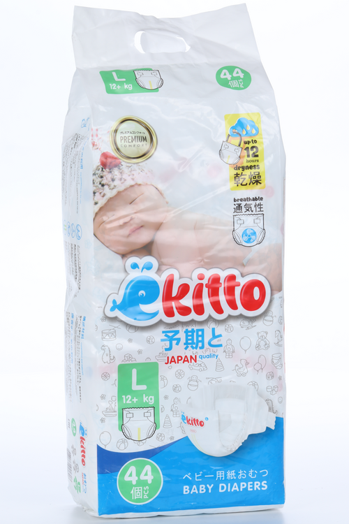Подгузники Ekitto Premium Comfort L (12+ кг), 44 шт Фужан Хуян Кван Импорт энд Экспорт КО ЛТД