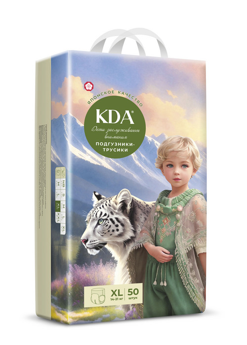 Подгузники-трусики детские КДА Кидс XL (14-21 кг), 50 шт Мега Софт