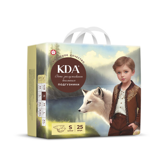 Подгузники детские КДА Кидс S (4-9кг), 25 шт Мега Софт